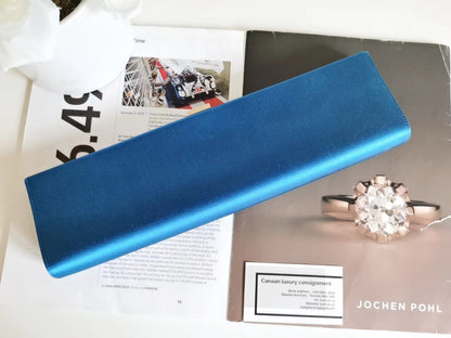 Roger Vivier Blue Satin Crystal Embellished Clutch - luxhub.ca