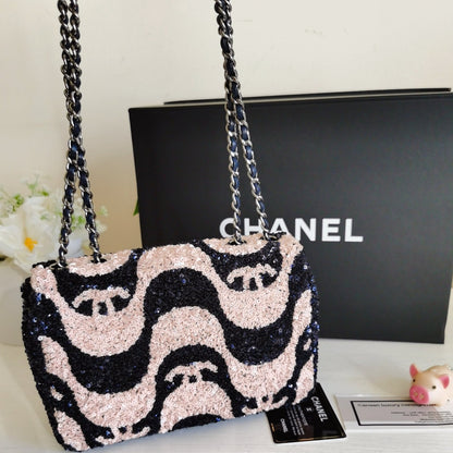 Chanel Navy & Pink Graffiti Sequins Flap Mini Bag