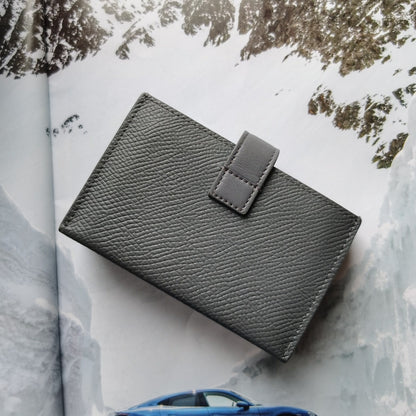 Celine Accordeon Card Holder In Grained Calfskin Grey