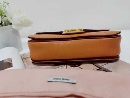 Miu Miu Orange Leather Madras Crossbody Bag