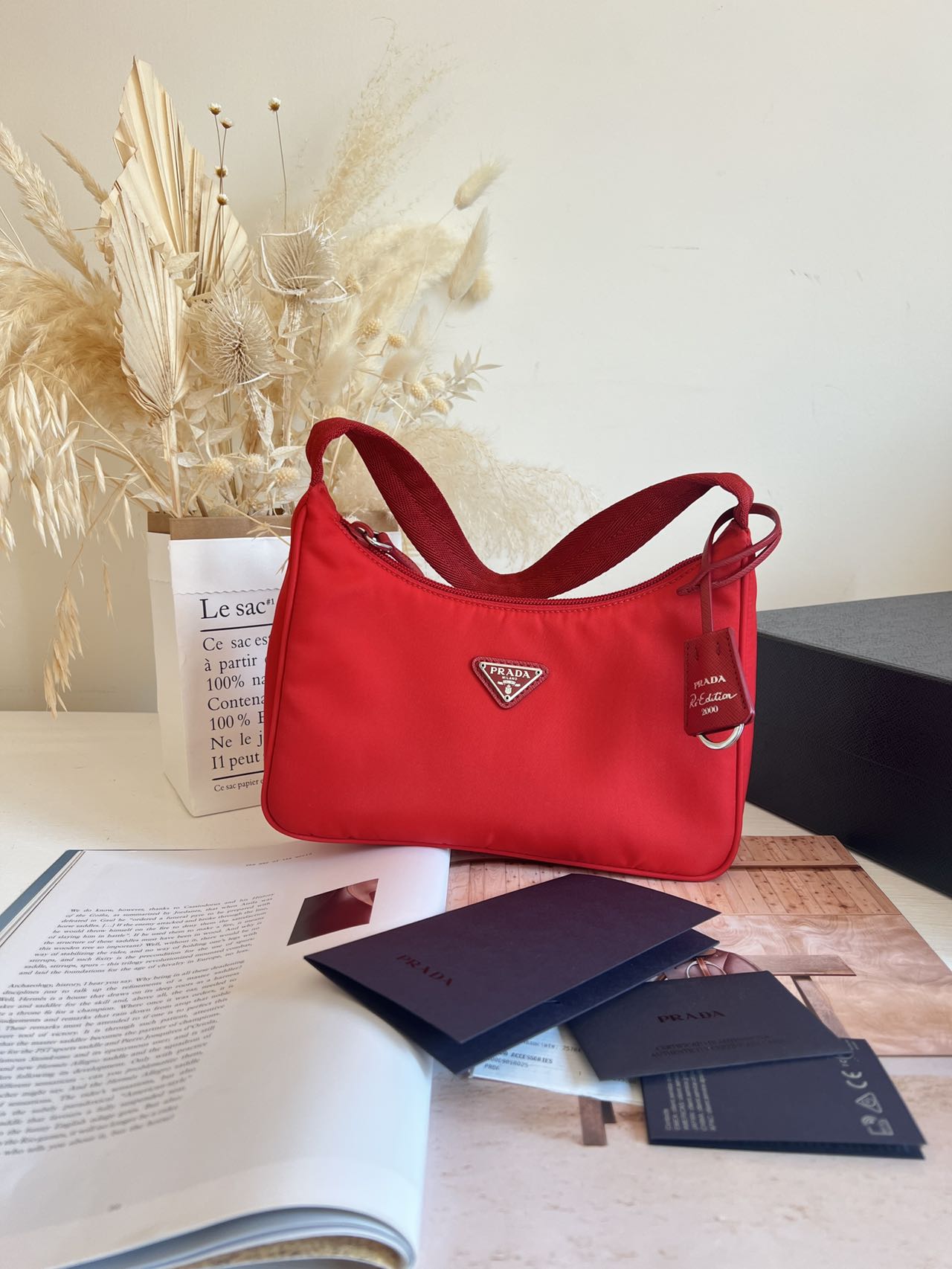 Prada red nylon bag sale