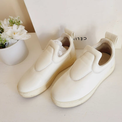 Celine White Leather Low Top Sneakers Size35