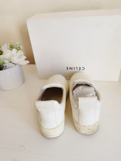 Celine White Leather Low Top Sneakers Size35