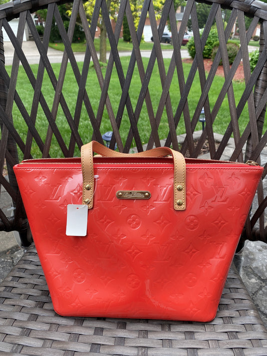 Louis Vuitton Tote with Orange Patent Leather - luxhub.ca