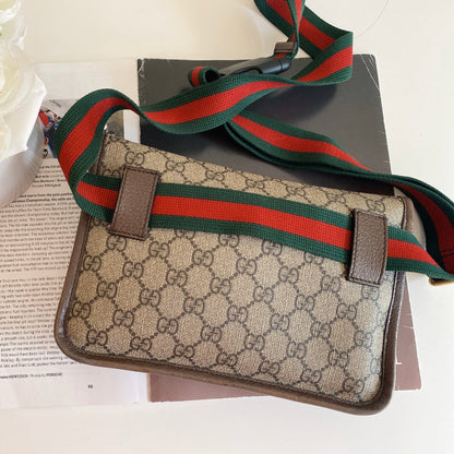 GUCCI GG Supreme Monogram Neo Vintage Web Belt Bag Brown - luxhub.ca