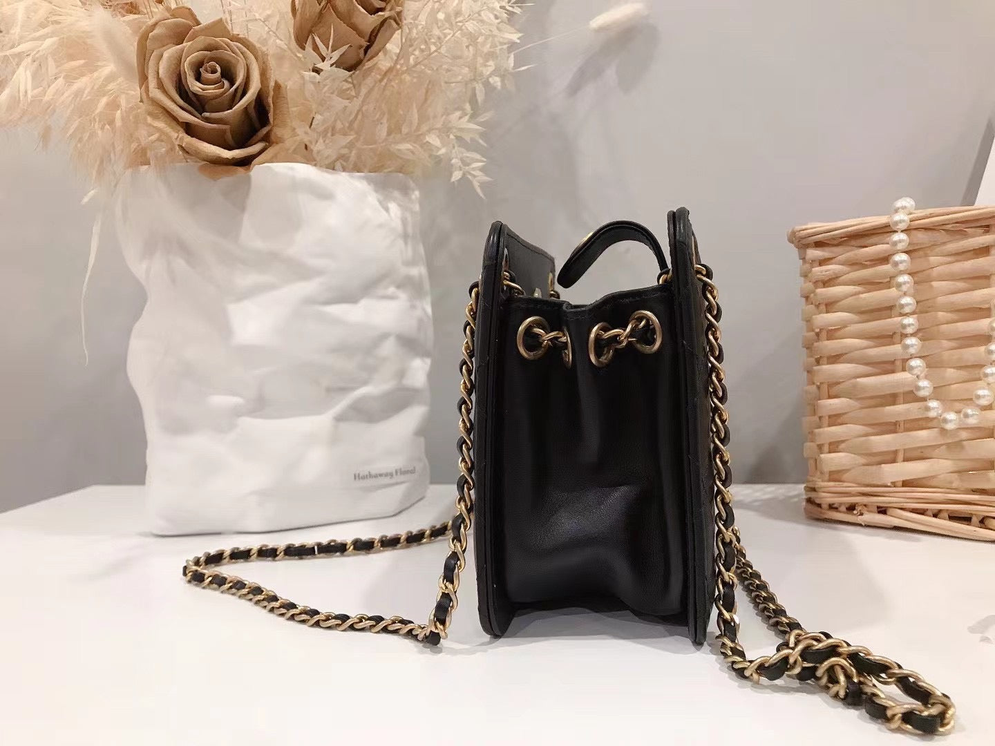 Chanel Calfskin Quilted CC Chain Accordion Tote Black Bag - luxhub.ca