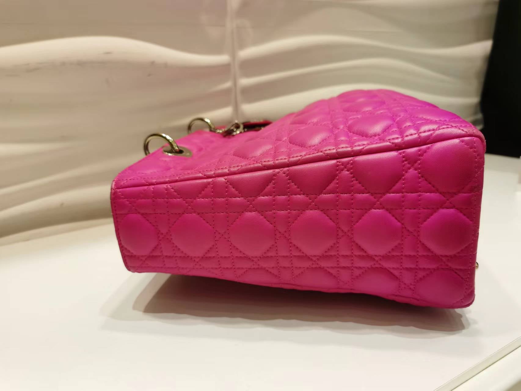 CHRISTIAN DIOR Lambskin Large Lady Dior Hot Pink - luxhub.ca