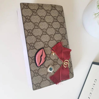 GUCCI GG Supreme Monogram Face Embroidered Chain Wallet Pink - luxhub.ca