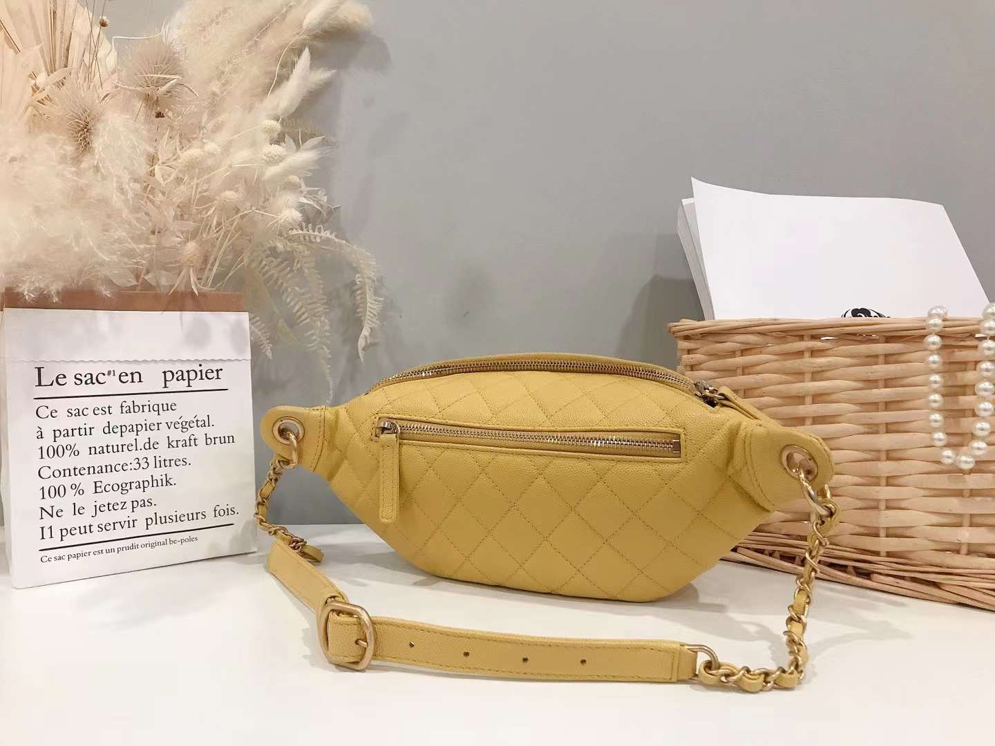 Chanel Caviar Yellow Quilted Leather Belt Bag - luxhub.ca