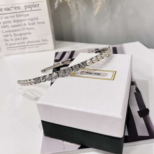 Miu Miu Pearl and Crystal Embellished Headband - luxhub.ca