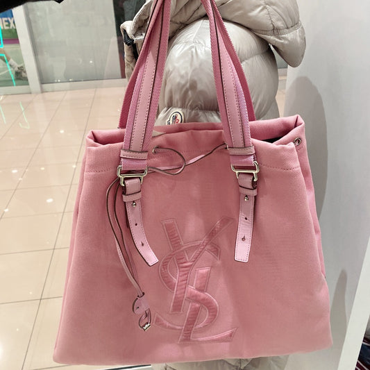 Saint Laurent YSL Canvas logo Tote Bag Pink